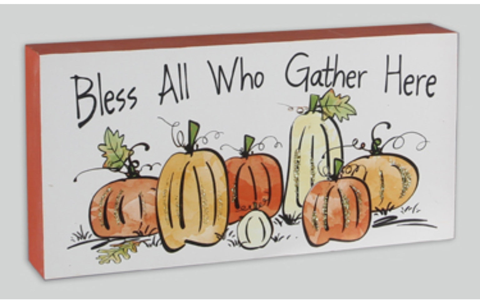 Youngs Fall Decor - Bless All Who Gather Here Block Sign