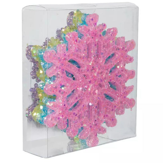 HL Christmas Supply - Pastel Colorful Glitter Snowflakes 12pc Set