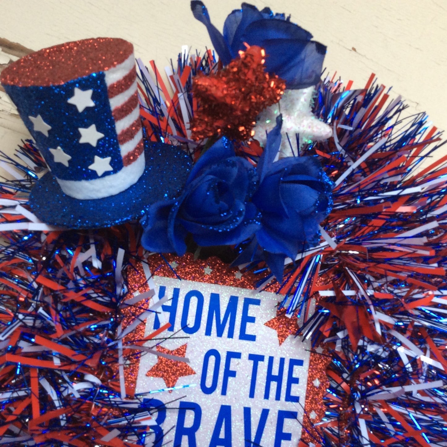 AGD Patriotic Decor - Home of the Brave Ribbon Memorial Wreath