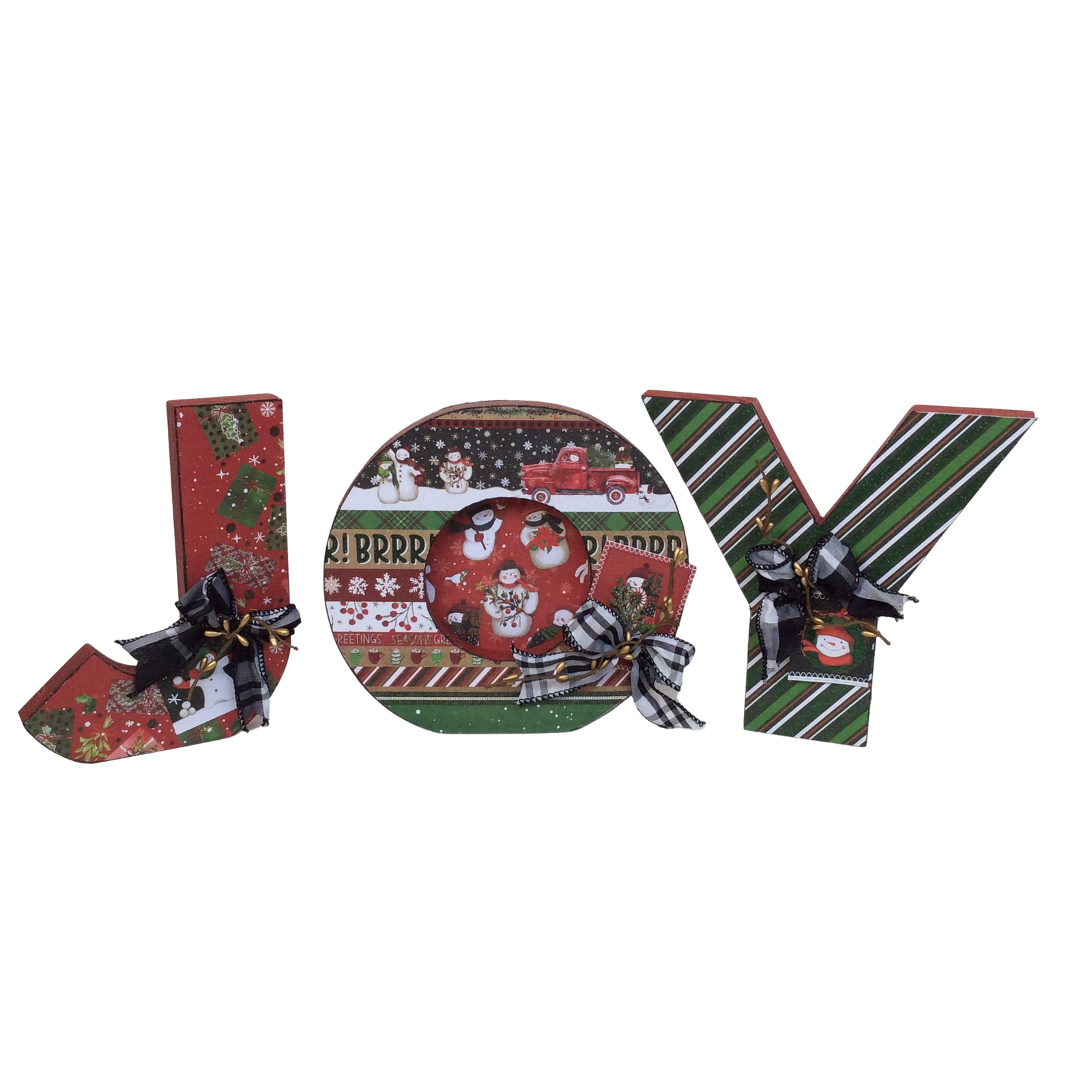 AGD Christmas Decor - Snowman Chunky Joy Letters Tabletop Sign