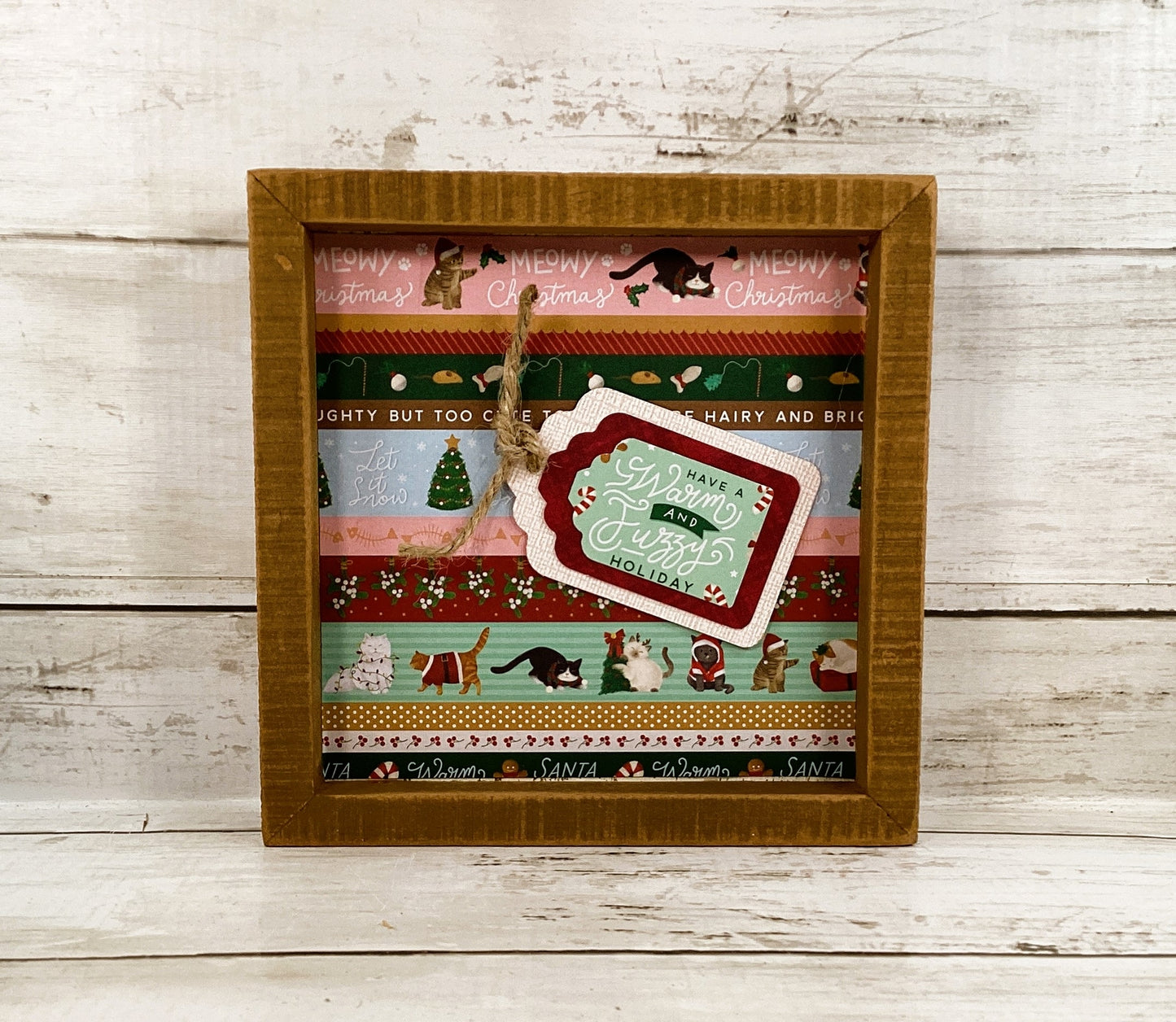 AGD Christmas Decor - Santa Paws Kitty Cat Theme Box Signs 2pc Set