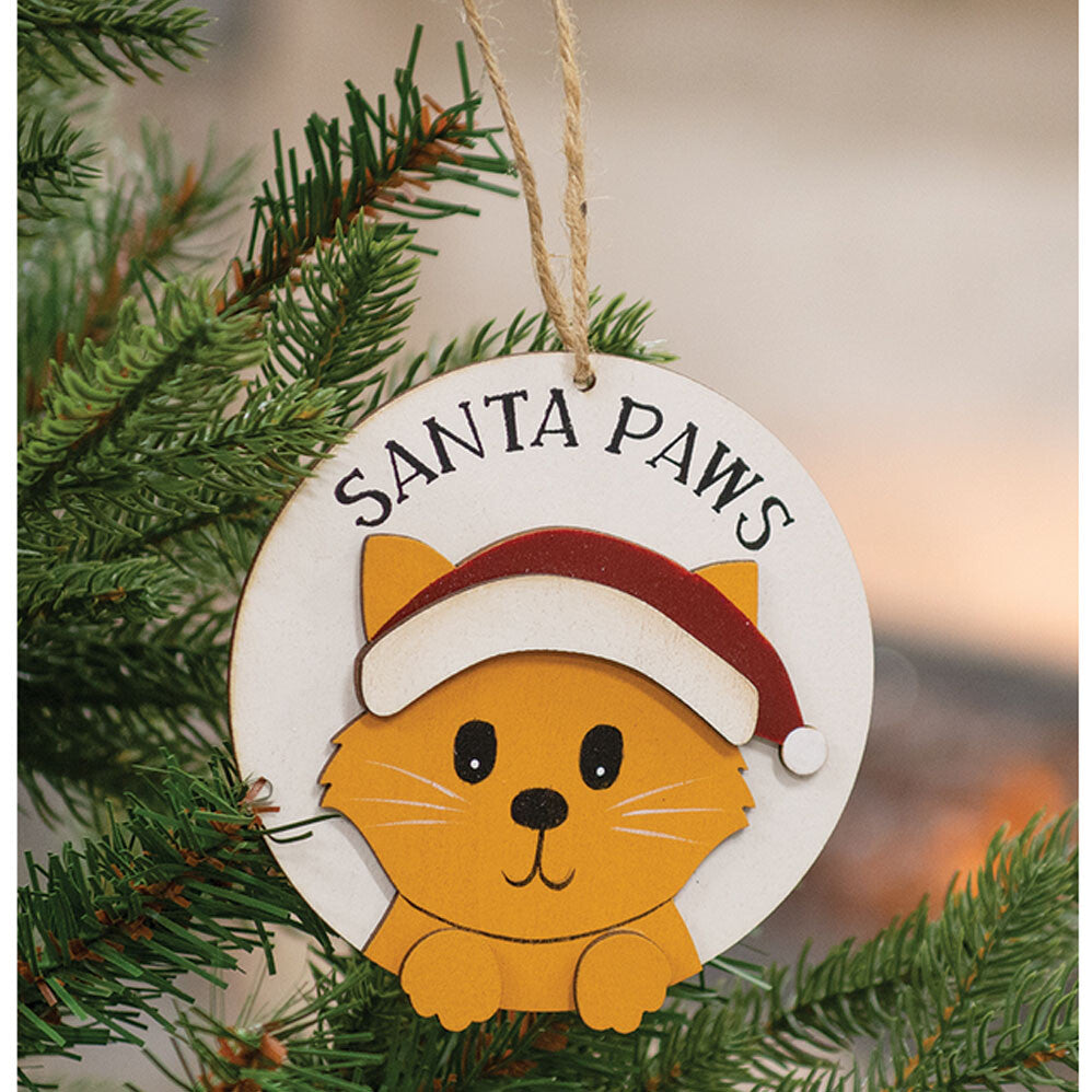 CWI Christmas Decor - Santa Paws Cute Kitty Cat Pet 3-D Ornament
