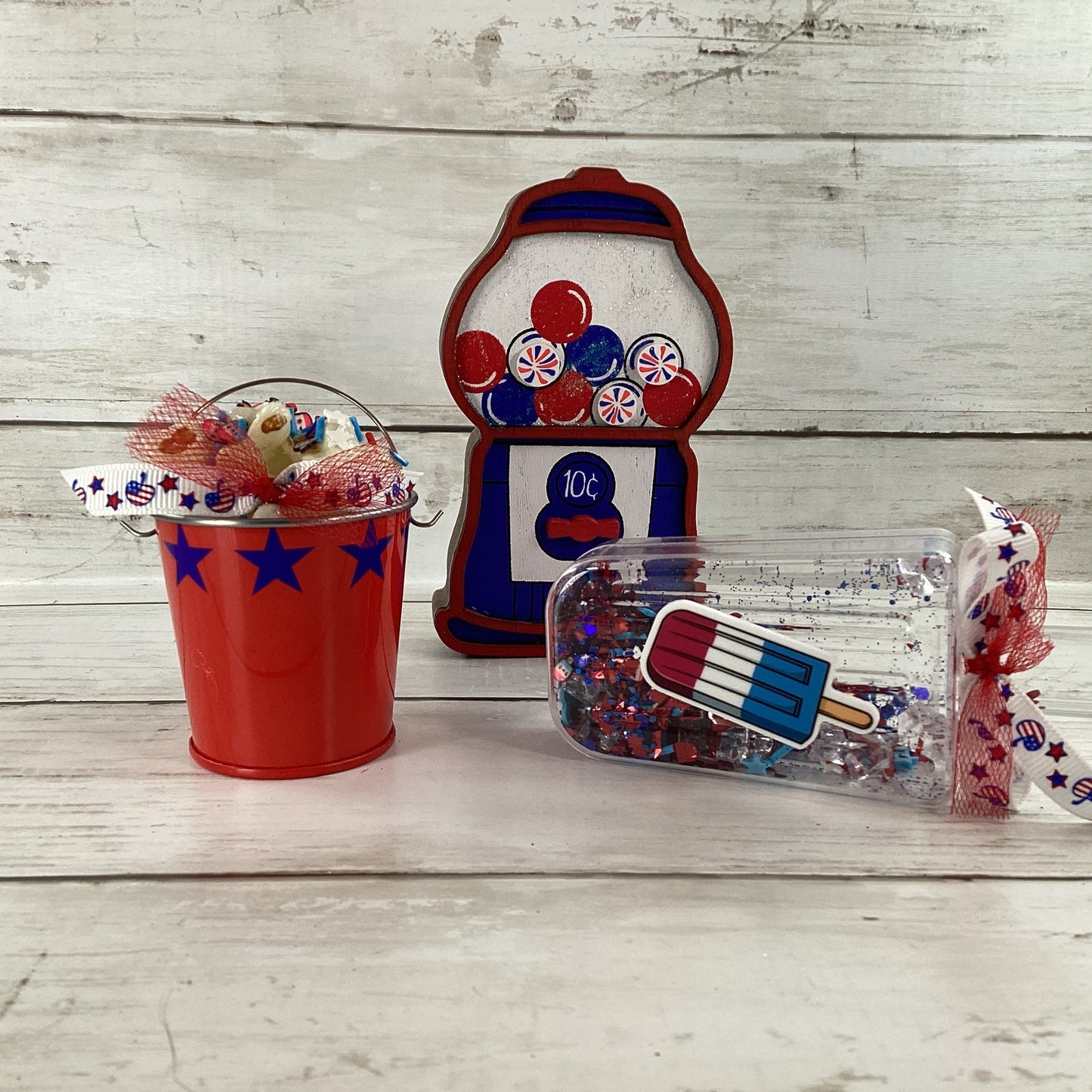 AGD Patriotic Decor - July 4th Gumball Popsicle Shaker Popcorn 3pc Set