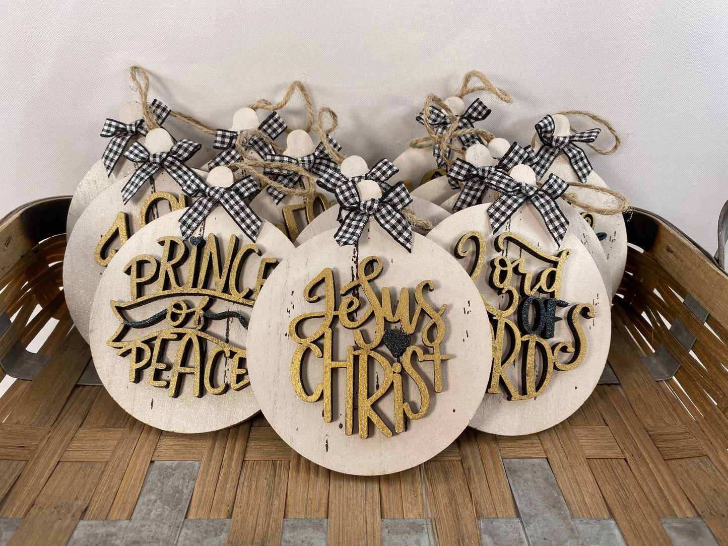 AGD Christmas Decor -  Names of God Advent Layered Wood Ornaments 12pc