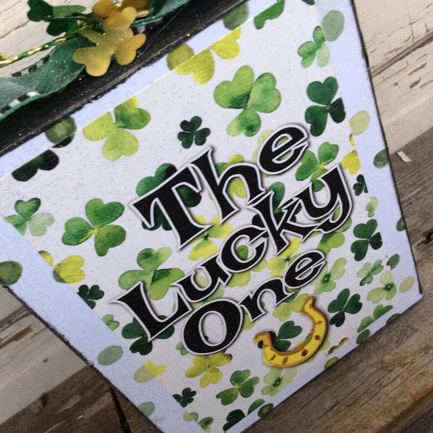 AGD Saint Patrick's Decor  –  Lucky One Horseshoe Box Sign