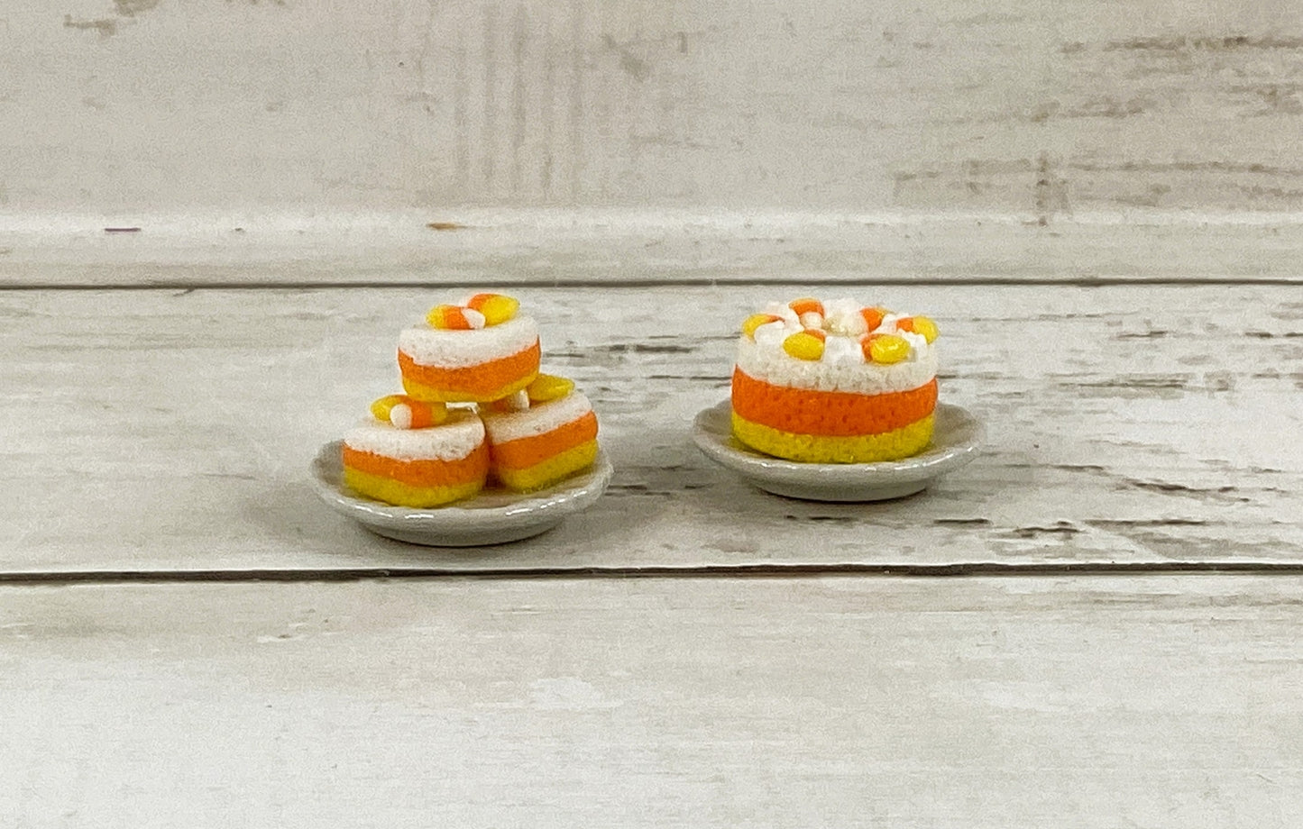 AGD Fall Decor - Miniature Candy Corn Harvest Cake Dessert Display 2pc