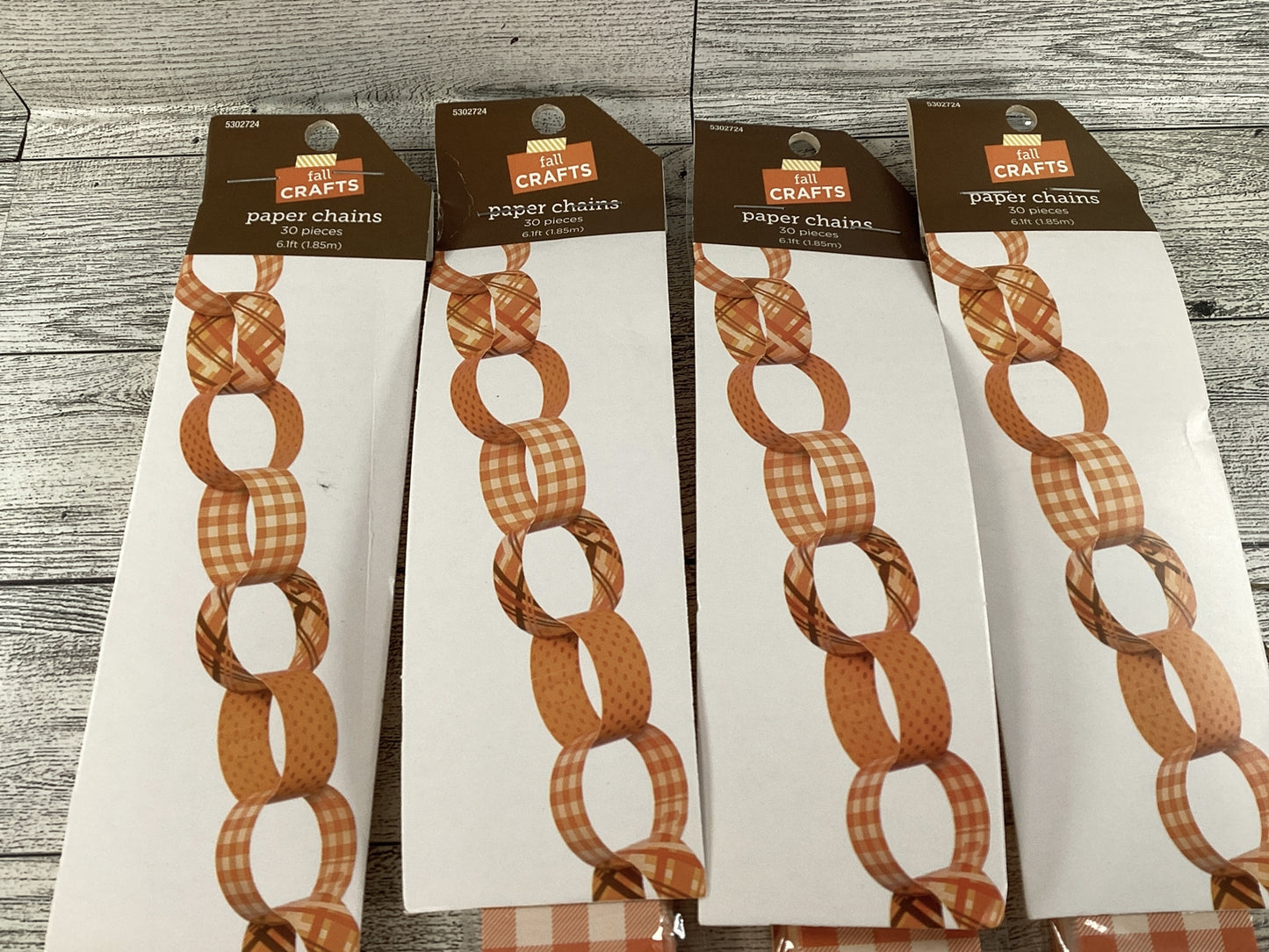 HL Fall Decor - DIY Orange White Designs Paper Chain 5 sets