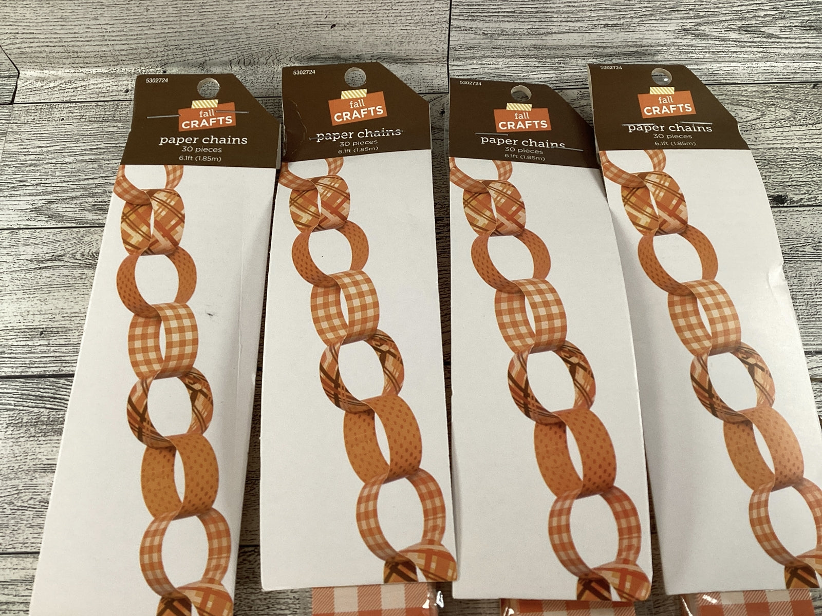 HL Fall Decor - DIY Orange White Designs Paper Chain 5 sets