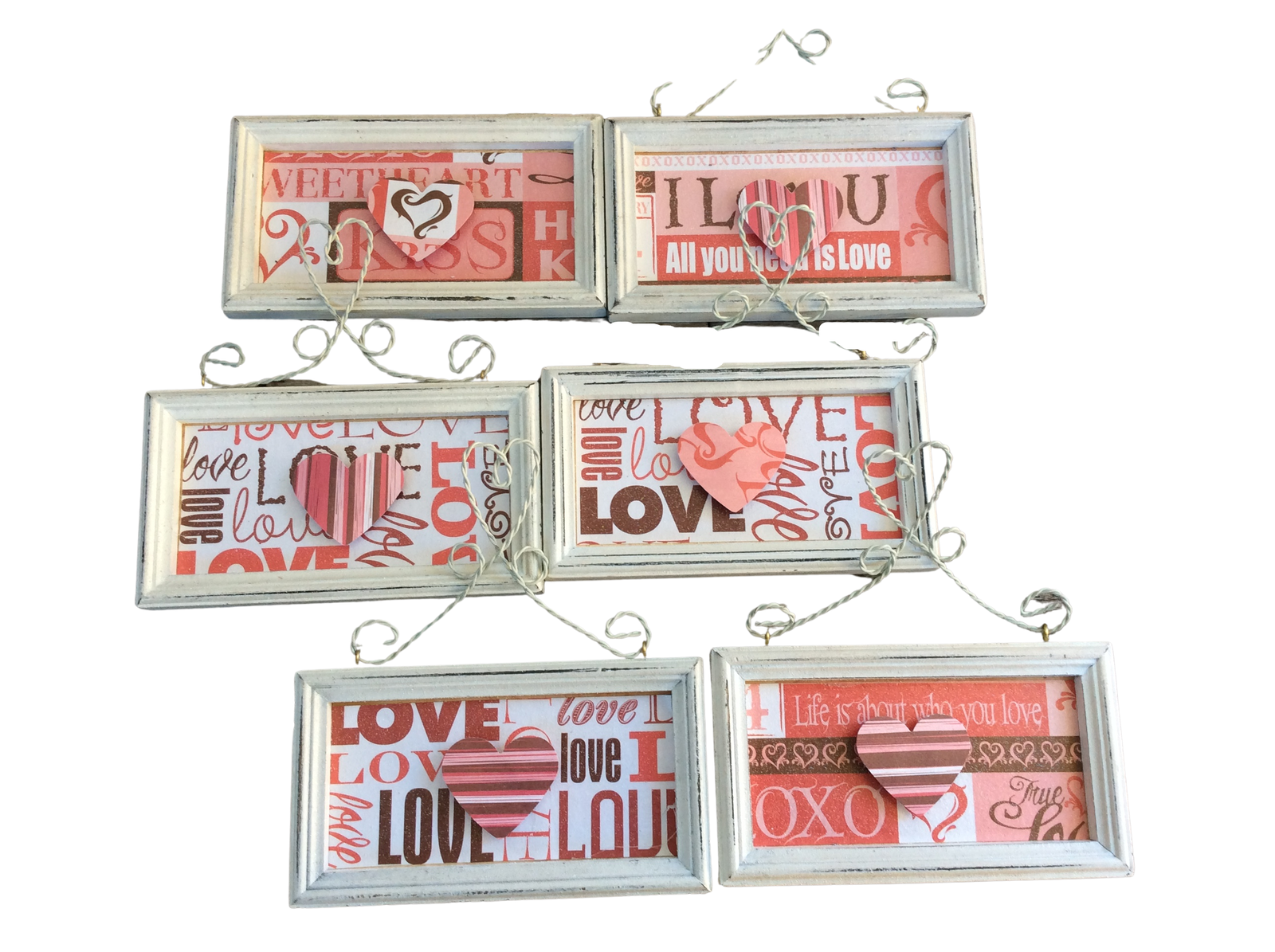 AGD Valentines Decor - Heart Love Theme Ornaments 6pc Set