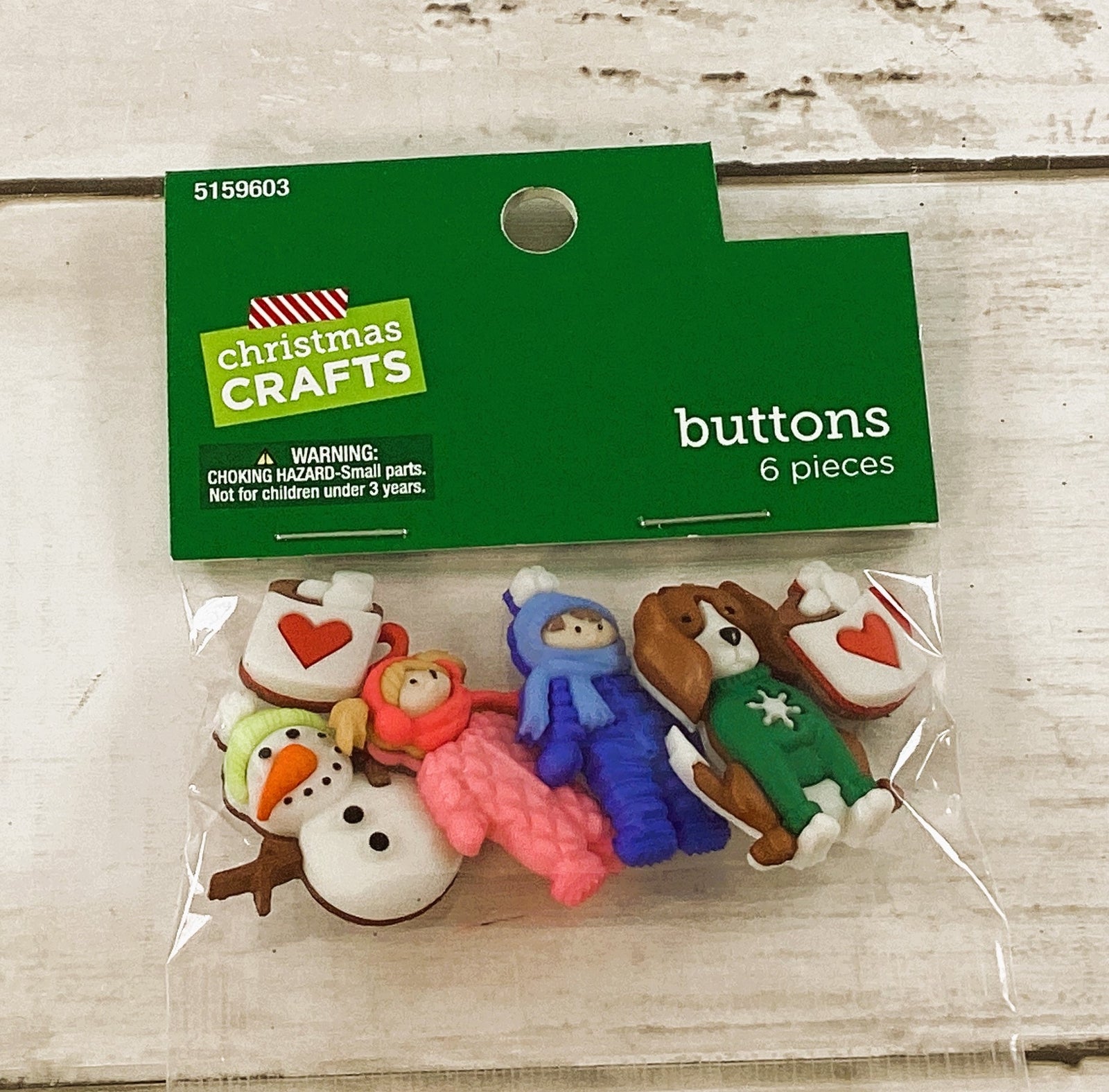 HL Christmas Craft Supply - Hot Chocolate Snowman Button Embellishments 6pc