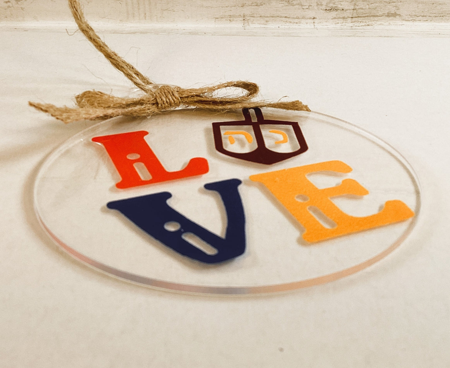 AGD Jewish Decor - Love Hanukkah Menorah Dreidel Acrylic Ornament