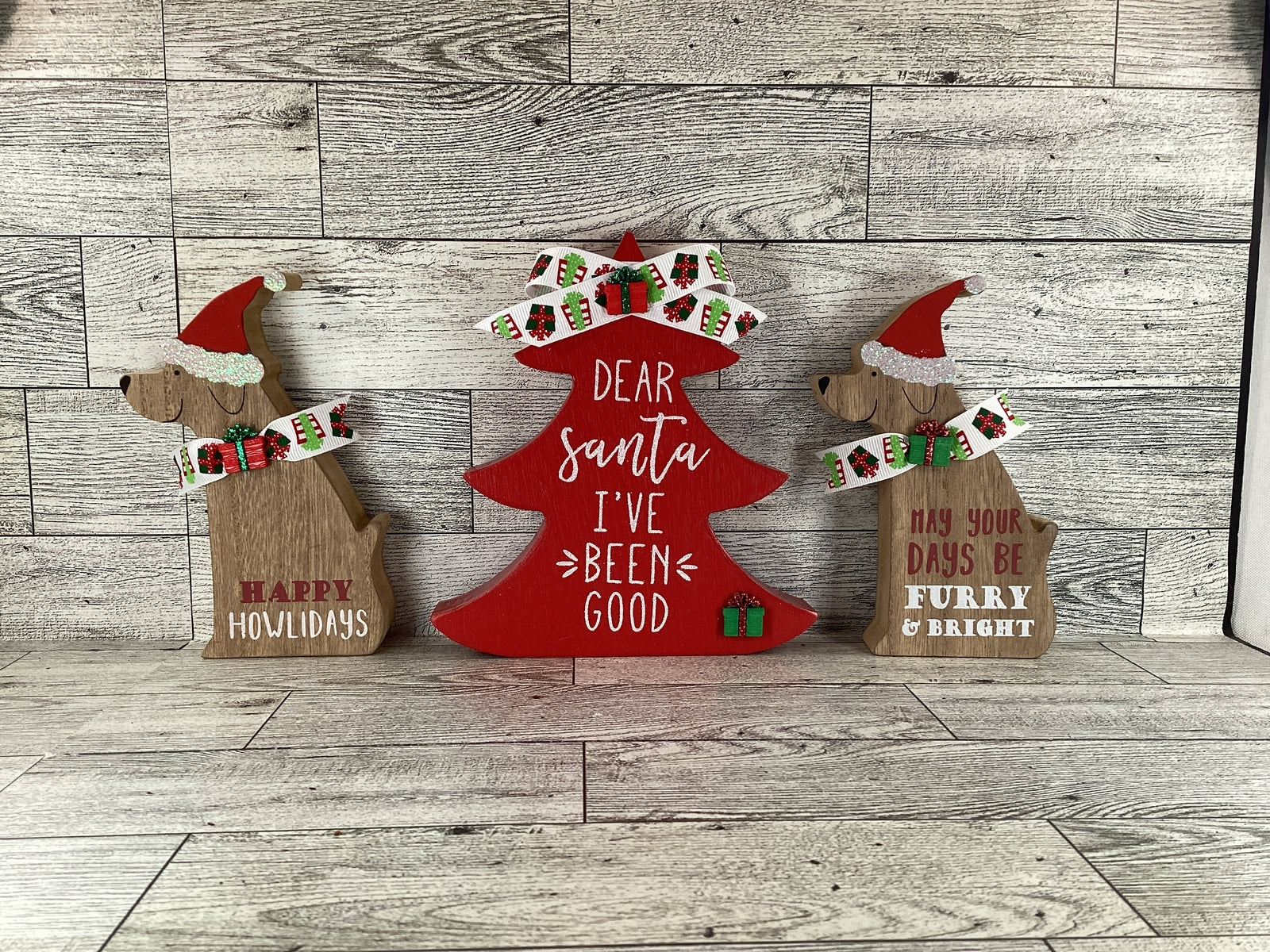 AGD Christmas Decor - Puppy Dog Santa Been Good Tier Tray 3pc Set