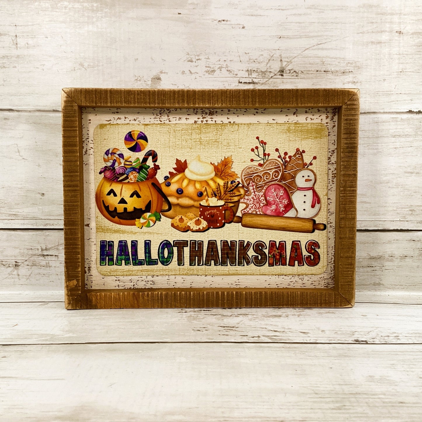 AGD Fall Decor - Multi Seasons Happy Hallothankmas Box Sign