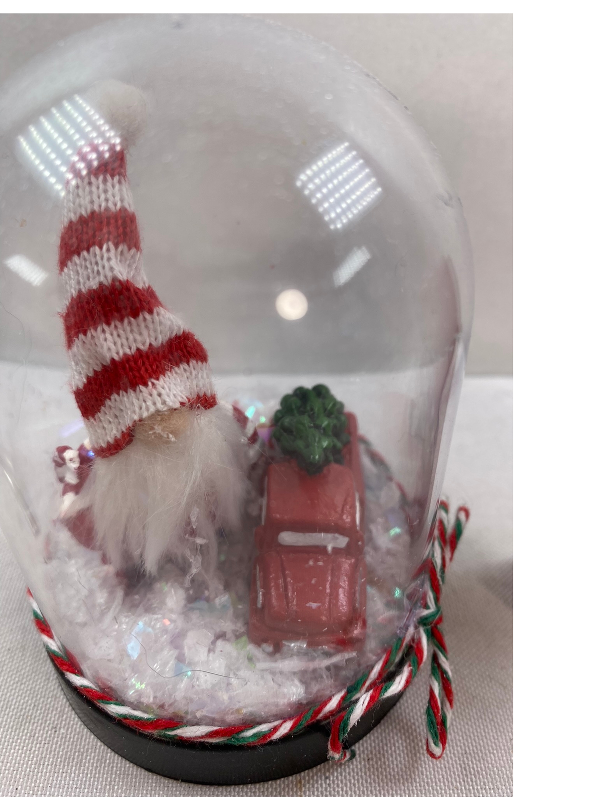 AGD Christmas Decor - Let it Snome Resin Santa Gnome Cloche Dome 2pc