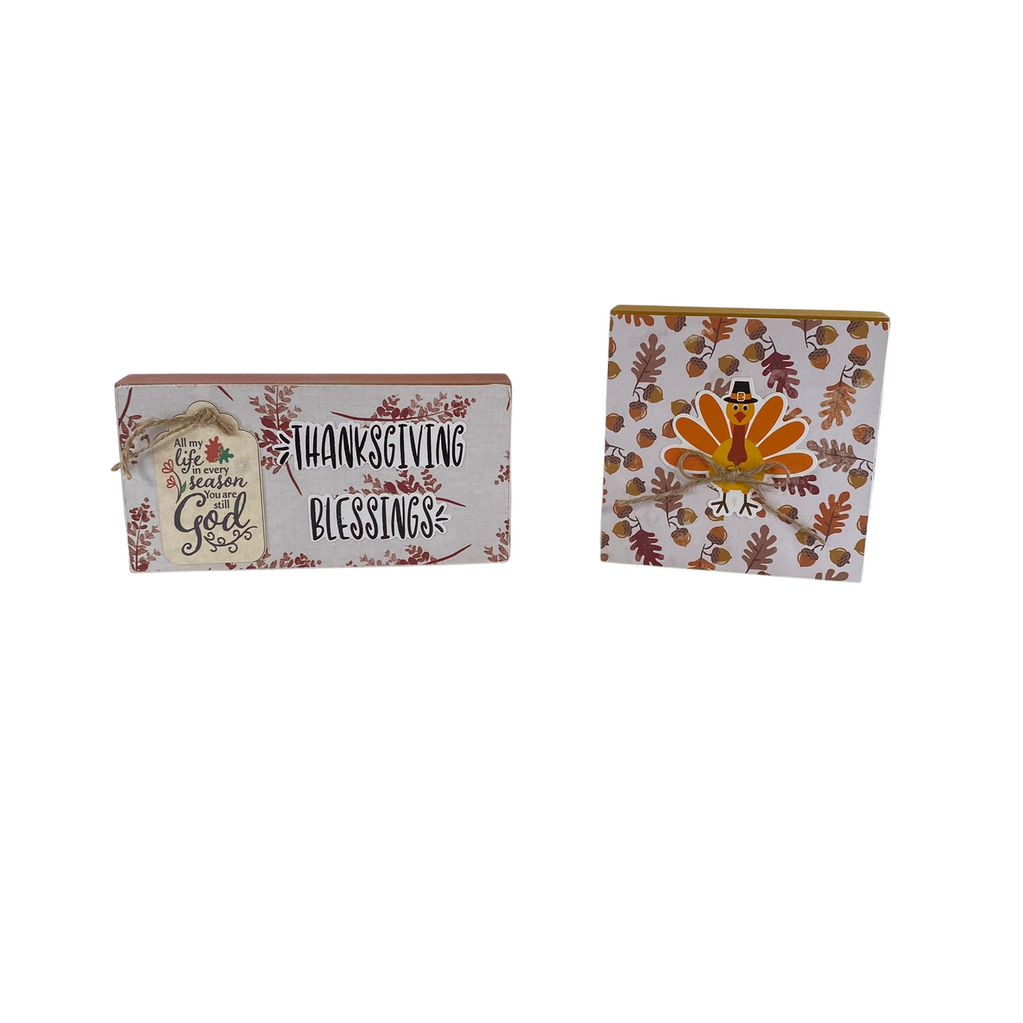 AGD Fall Decor -  Love Autumn Fall Breeze Reversible Block Signs 2pc Set