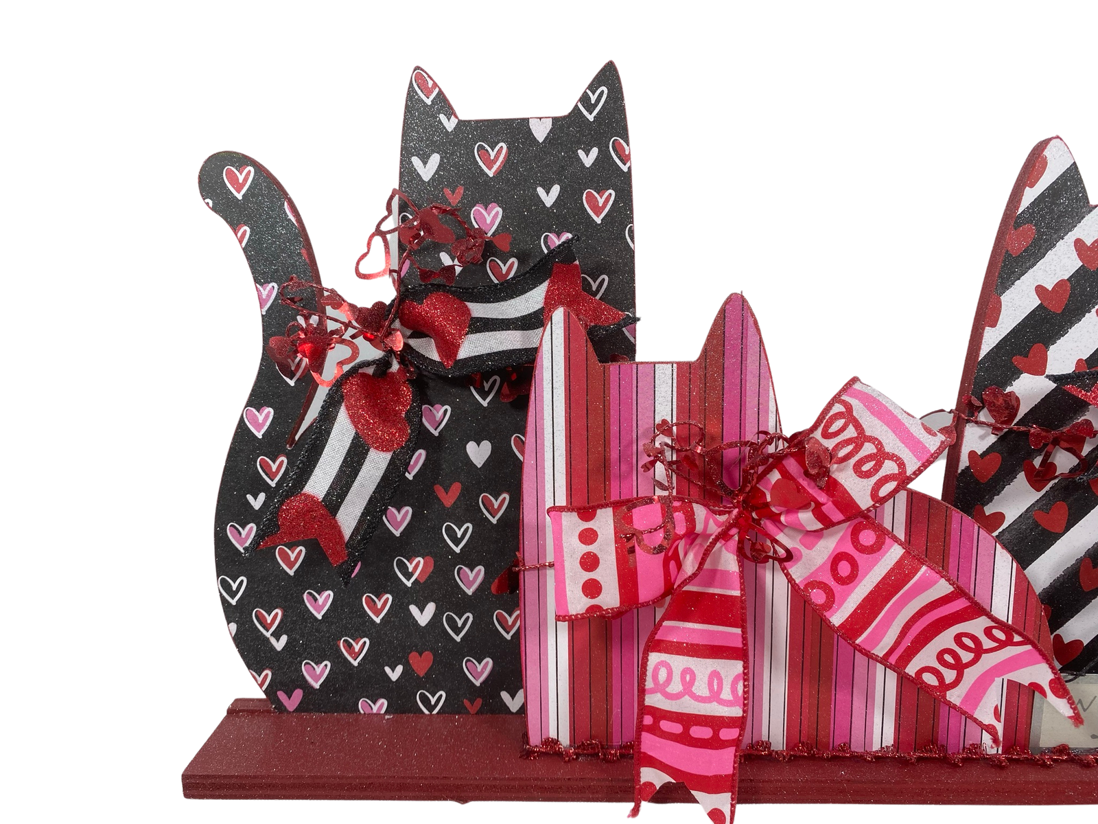 AGD Valentines Decor - With Love Wood Trio Cat Tabletop Decor