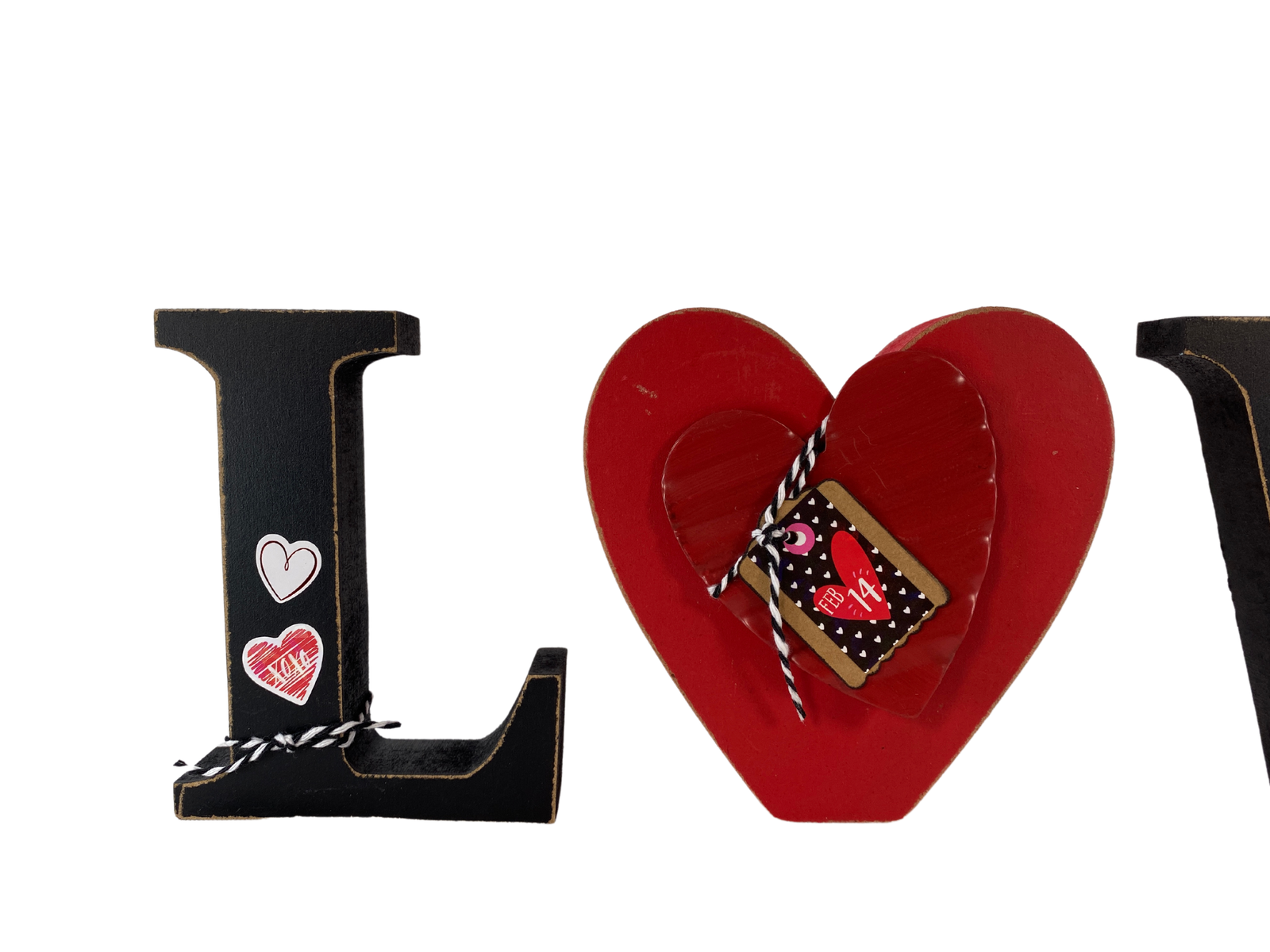 Valentines Decor - Chunky Wood Heart Love Letter Word Tabletop Display