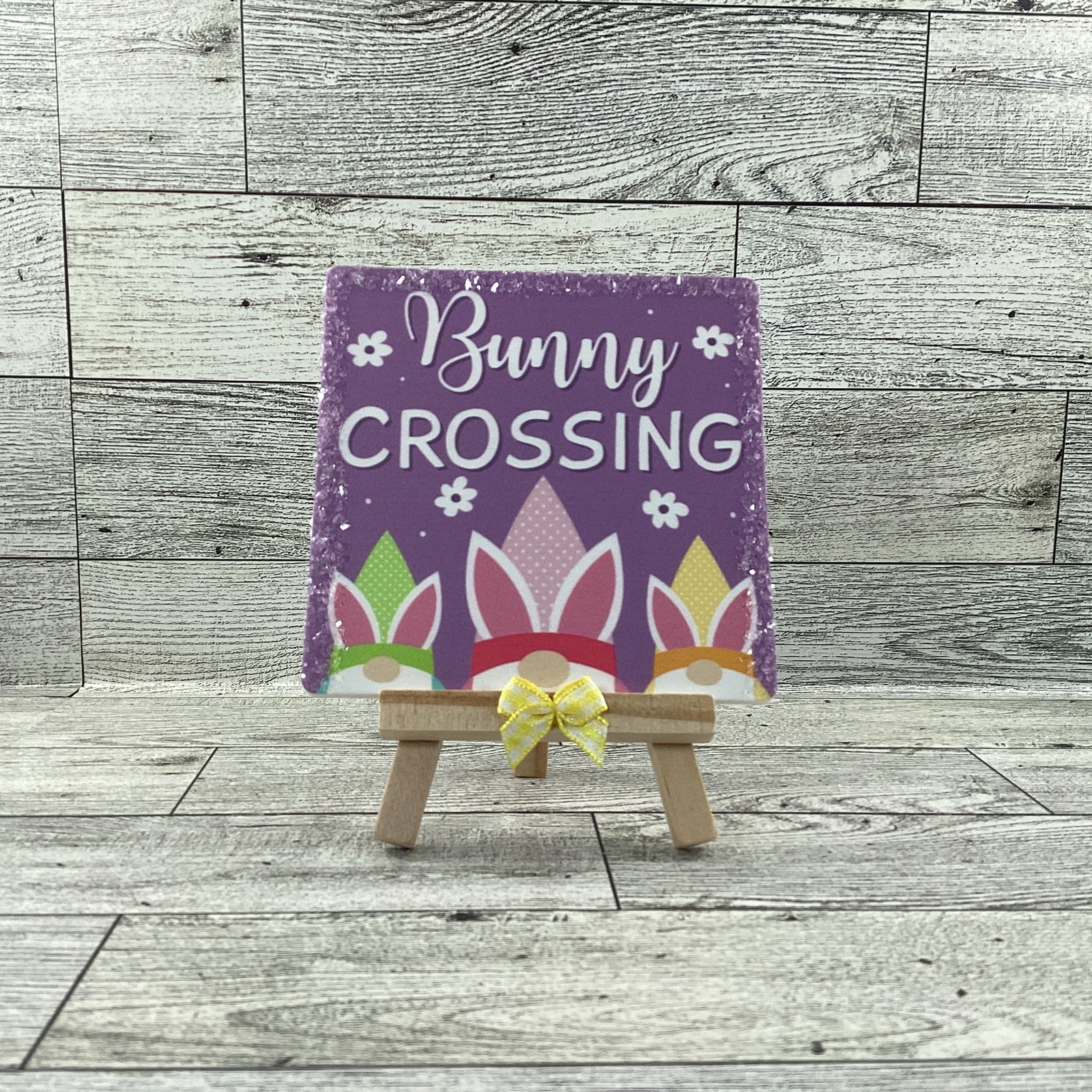 AGD Easter Decor - Resin Gnome Glitter Bunny Rabbit Tier Tray 4pc Set