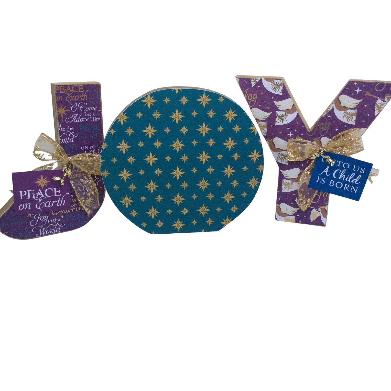 AGD Christmas Decor - Adore Him Nativity Chunky Joy Letters Tabletop Sign