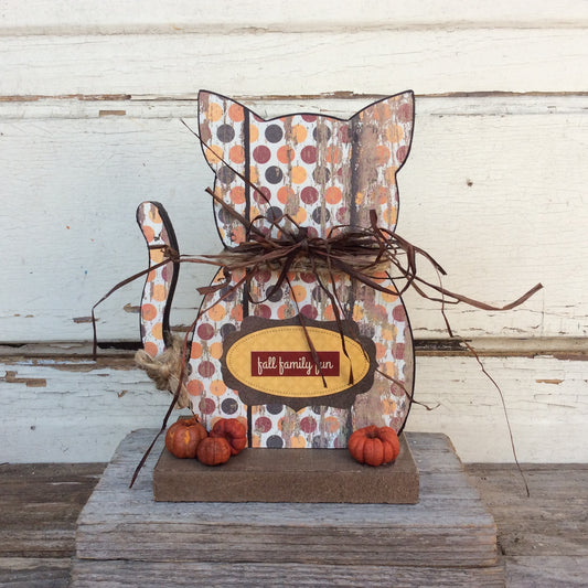 AGD Fall Decor - Fall Family Fun Wood Prim Cat