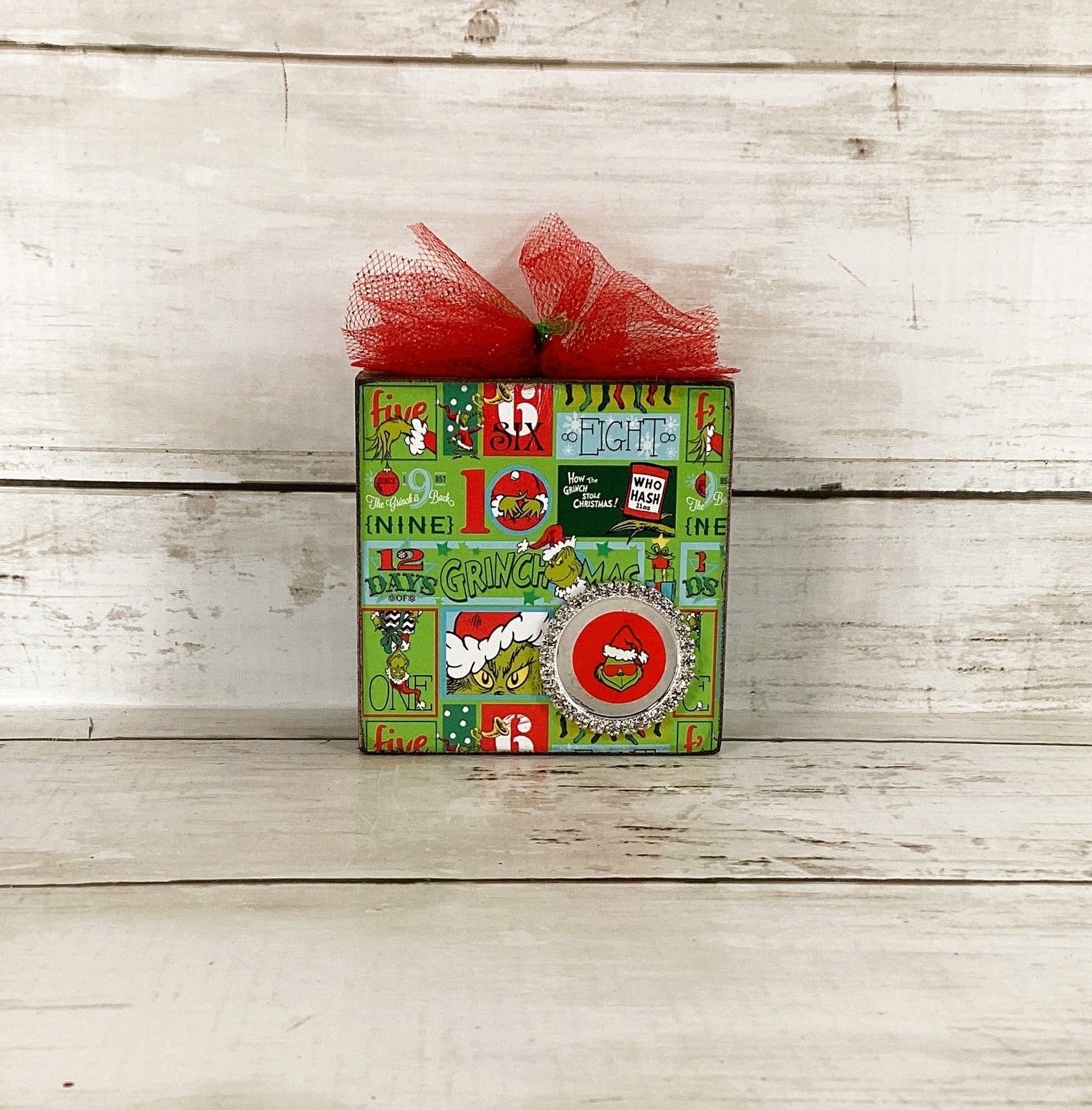 AGD Christmas Decor - Whimsy Green Monster Wood Gift Box Signs 2pc