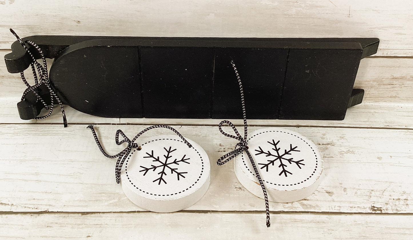 AGD Christmas Decor - Farmhouse Hello Winter Snowflake Sled 4pc Set