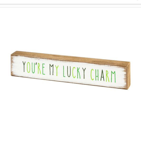 CP Valetines St Patricks Decor - Be My Lucky Charm Reversible Sm block Sign