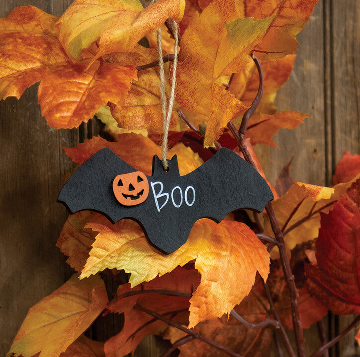 CWI Halloween Decor - Small Prim Black Boo Bat Ornament