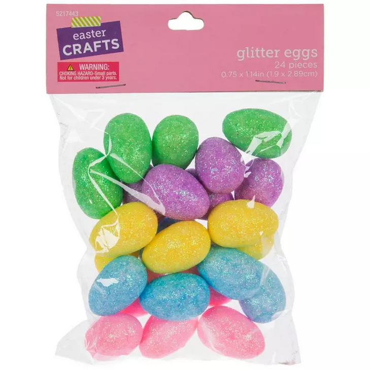 HL Easter Craft Supply - Mini Glitter Foam Eggs 24pc