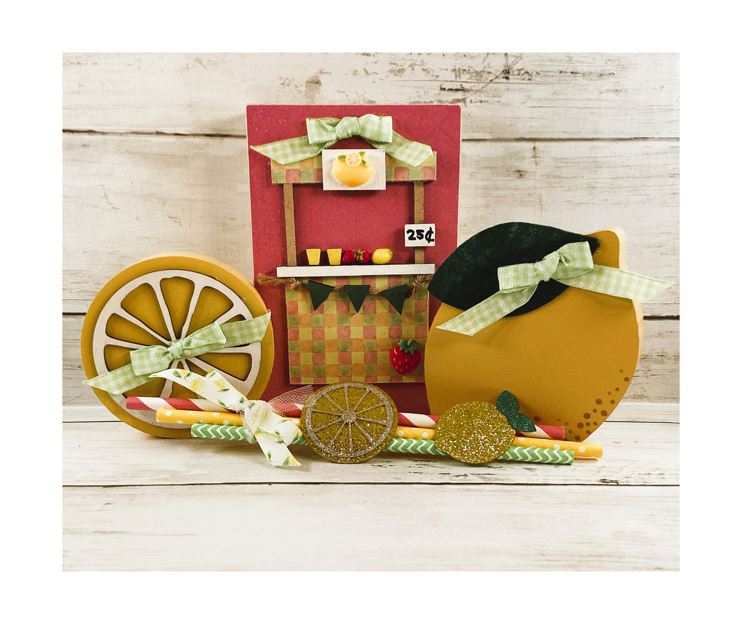 Summer Decor - Chunky Pink Lemonade Booth Stand Tier Tray 4pc Set