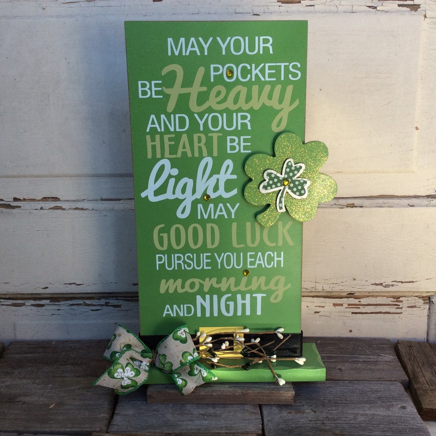 AGD St Patrick's Decor - Irish Proverb Chunky Tophat Tabletop Sign