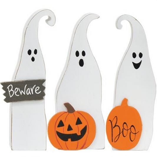 CWI Halloween Decor - Friendly Ghost Chunky Sitters 3pc Set