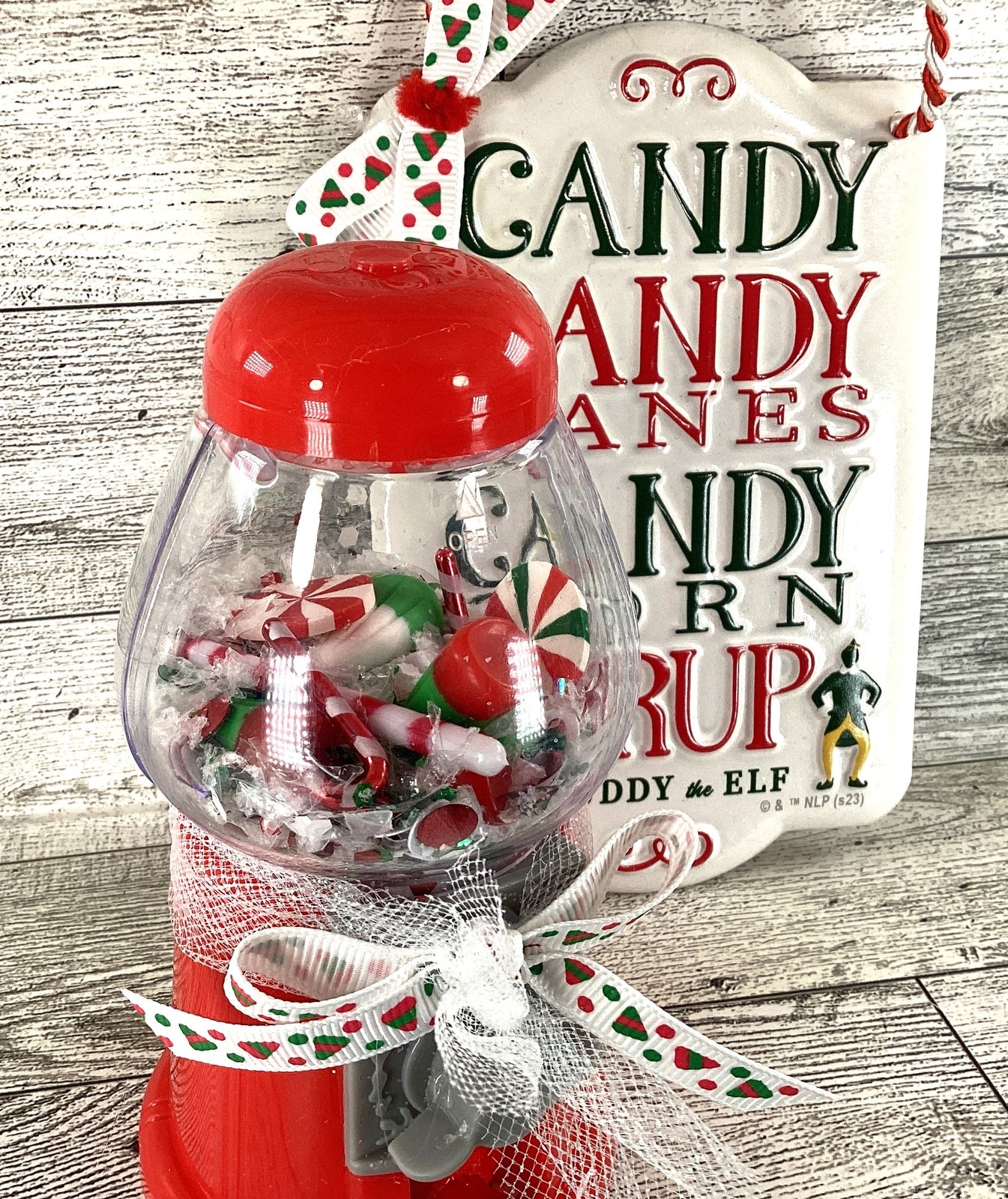 AGD Christmas Decor - Small Plastic Elf Candy Gumball Shaker 2pc Set