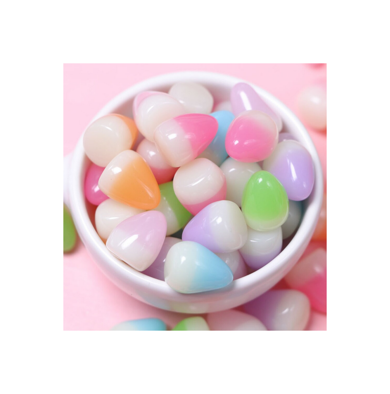 AGD  Easter Supply - Artificial FAKE Pastel Candy Corn Gumdrop Beads 100pc
