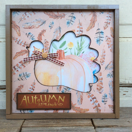 AGD Fall Decor - Prim Autumn Splendor Turkey Cut Out Plaque Sign