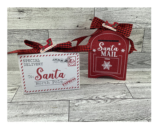 AGD Christmas Decor - North Pole Letter Santa Mailbox Tier Tray 2pc Set