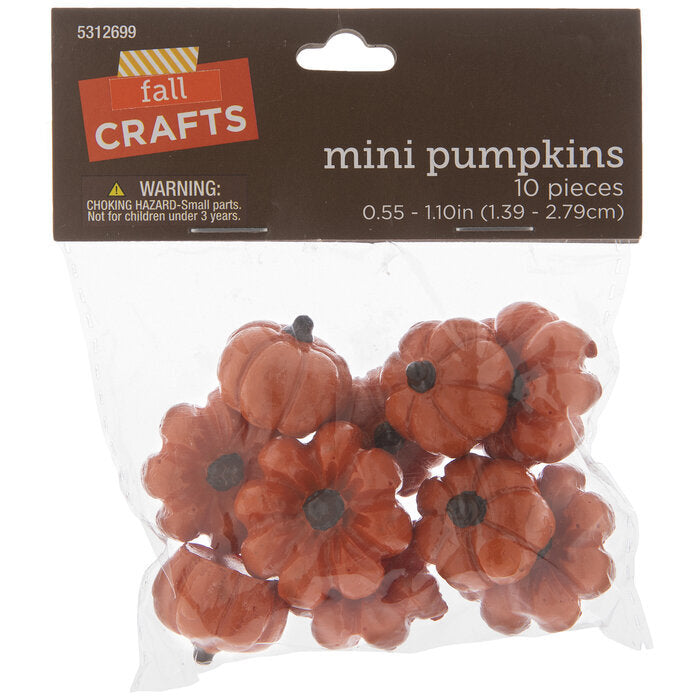 HL Fall Craft Decor - Miniature Resin Harvest Pumpkins 10pc Set