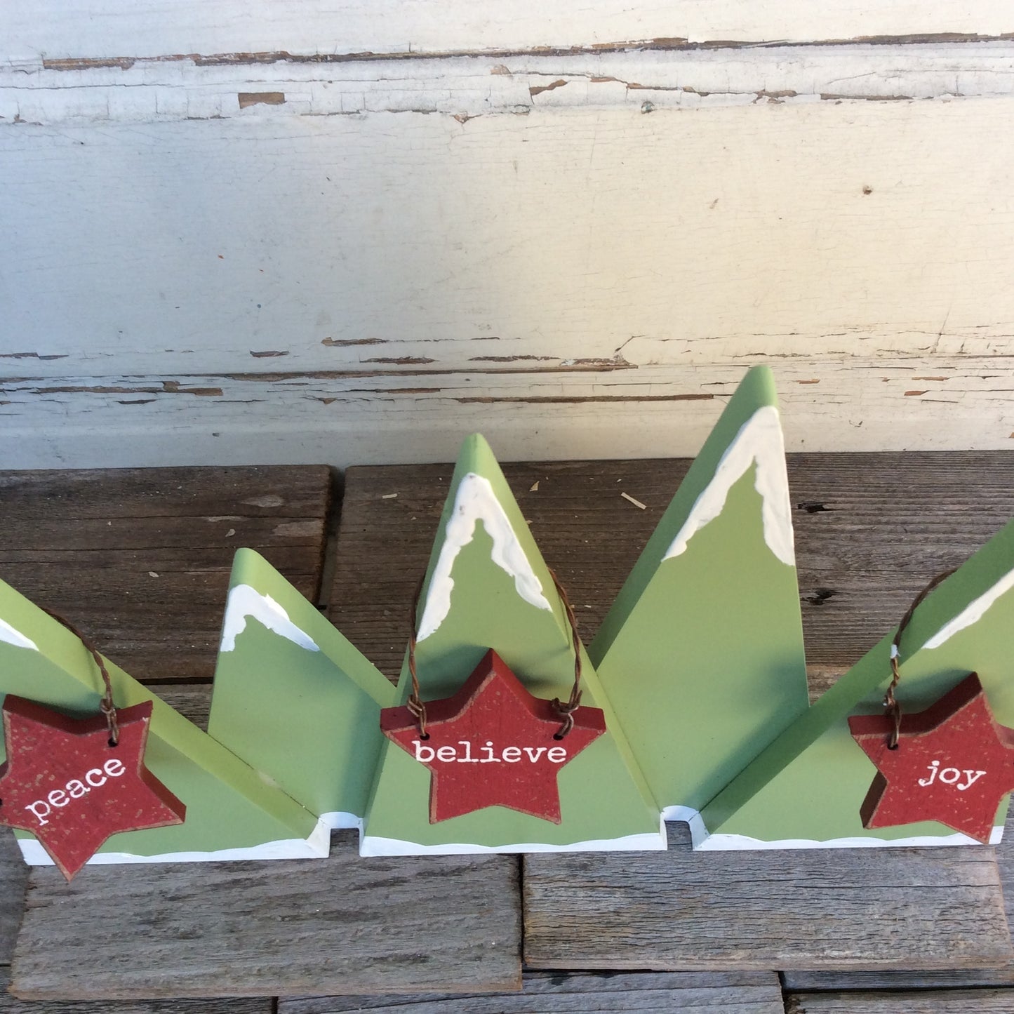 AGD Christmas Decor - Mountain Star Joy Peace Believe Display