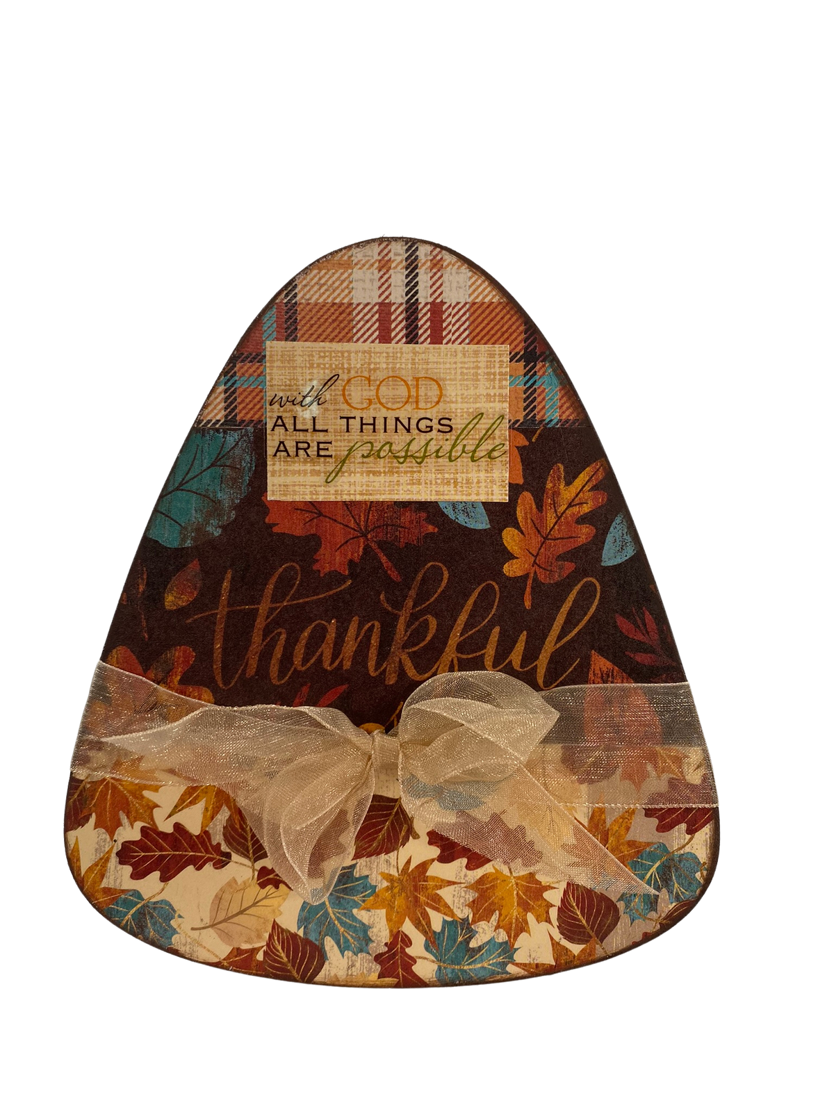 AGD Fall Decor - All Things Possible Serve The Lord Turkey Candy Corn 2pc Set