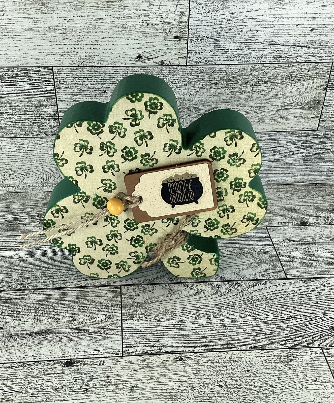 AGD Saint Patrick Decor - Chunky Wood Shamrock Sitter 3pc Set