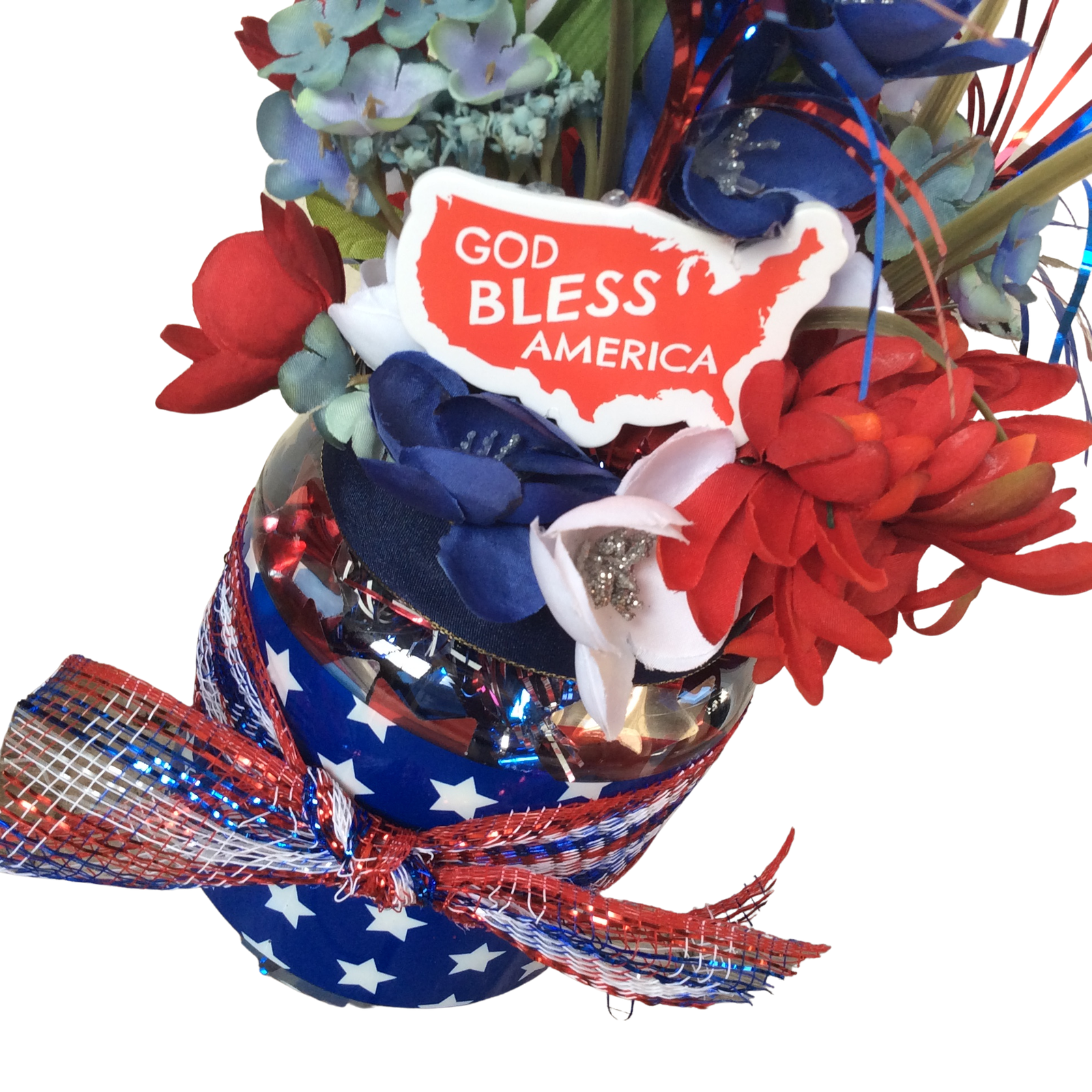 AGD Patriotic Decor - God Bless America Small Floral Centerpiece