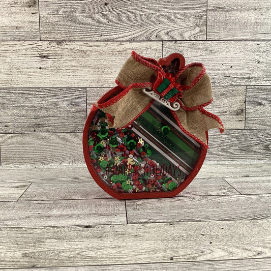 AGD Christmas Decor - Ornament Sled Chunky Wood Dry Snow Shaker