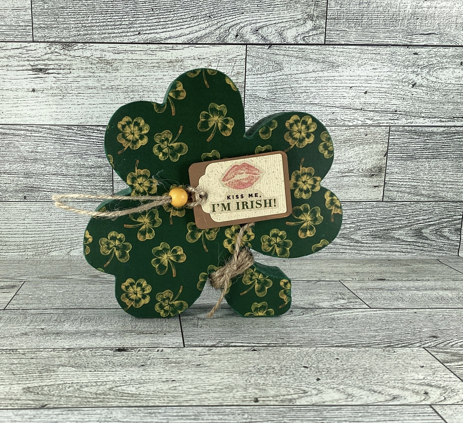 AGD Saint Patrick Decor - Chunky Wood Shamrock Sitter 3pc Set