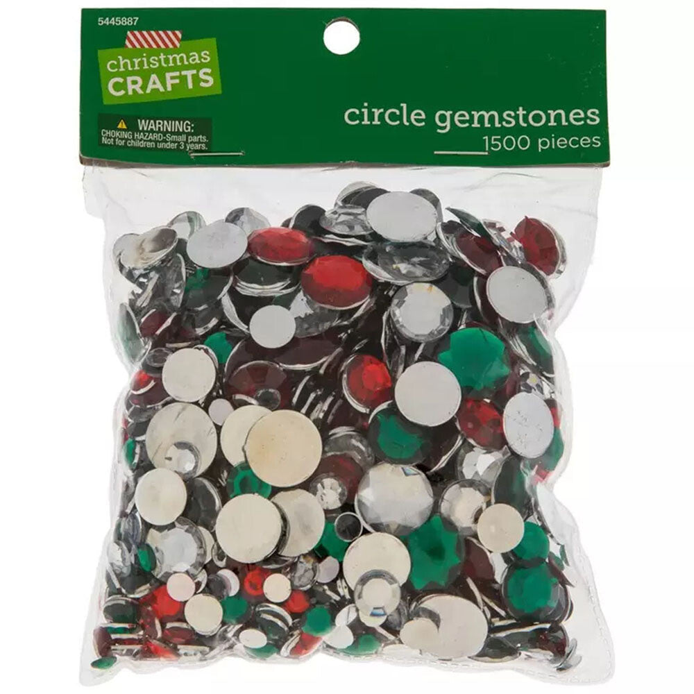 HL Christmas Craft Supply  - Red Green Clear Plastic Gem Rhinestones