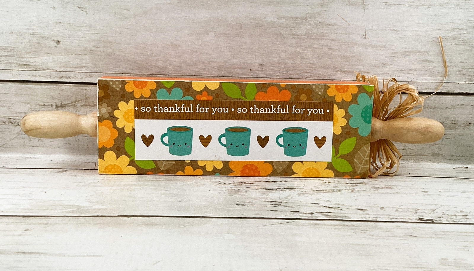 AGD Fall Decor - Falling Leaves Hello Pumpkin Wood Rolling Pin Signs 3pc