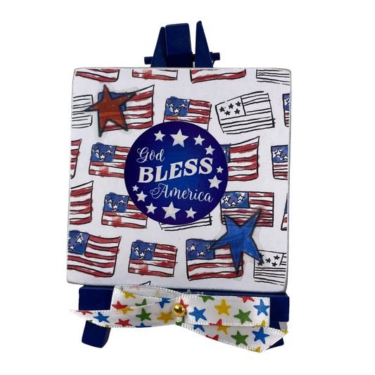 AGD Patriotic Decor - God Bless America Mini Easel Sign