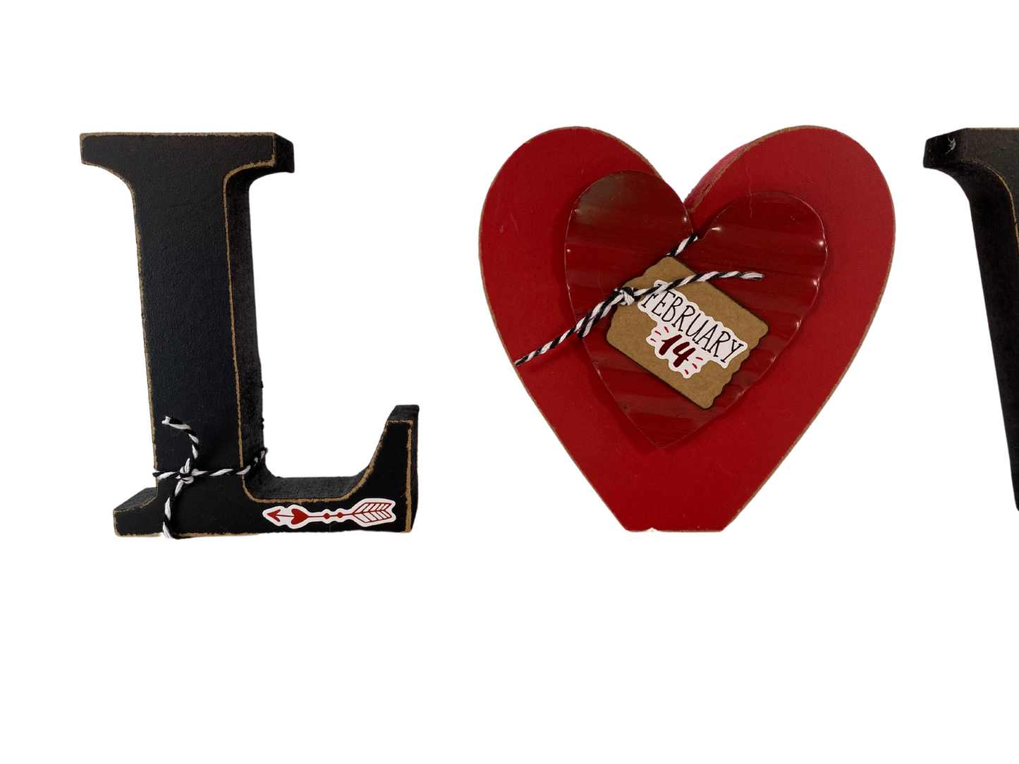 Valentines Decor - Chunky Wood Heart Love Letter Word Tabletop Display