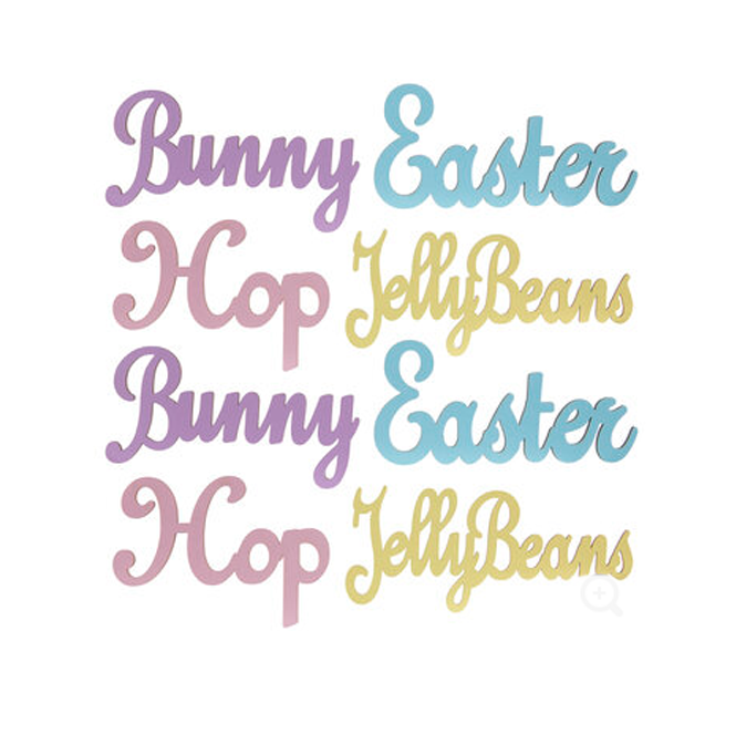 Easter Craft Supply - Jelly Beans Hop Easter Bunny Cutouts Words 8pc Set