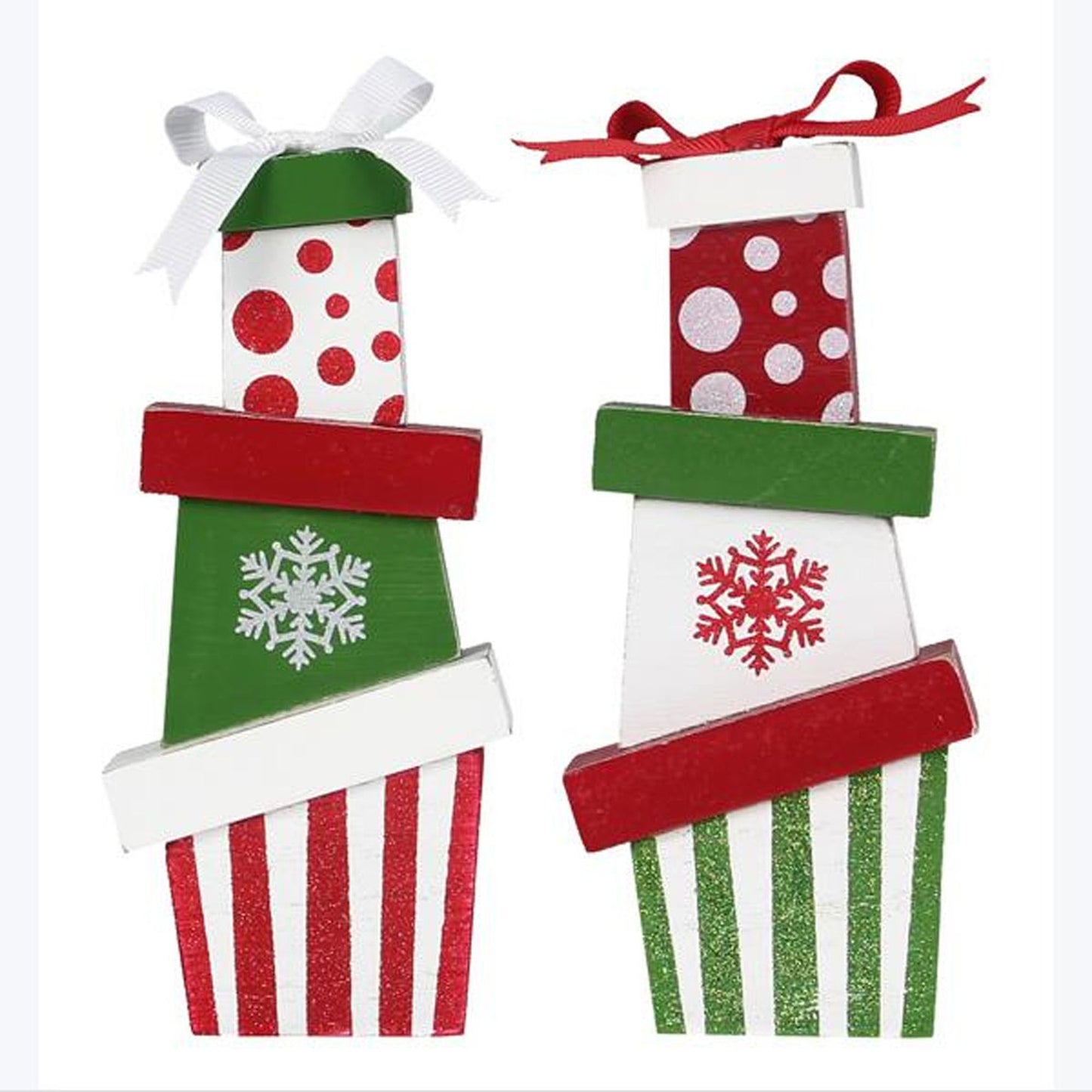 Youngs Christmas Decor - Whimsy Stacked Gift Box Present 2pc Set