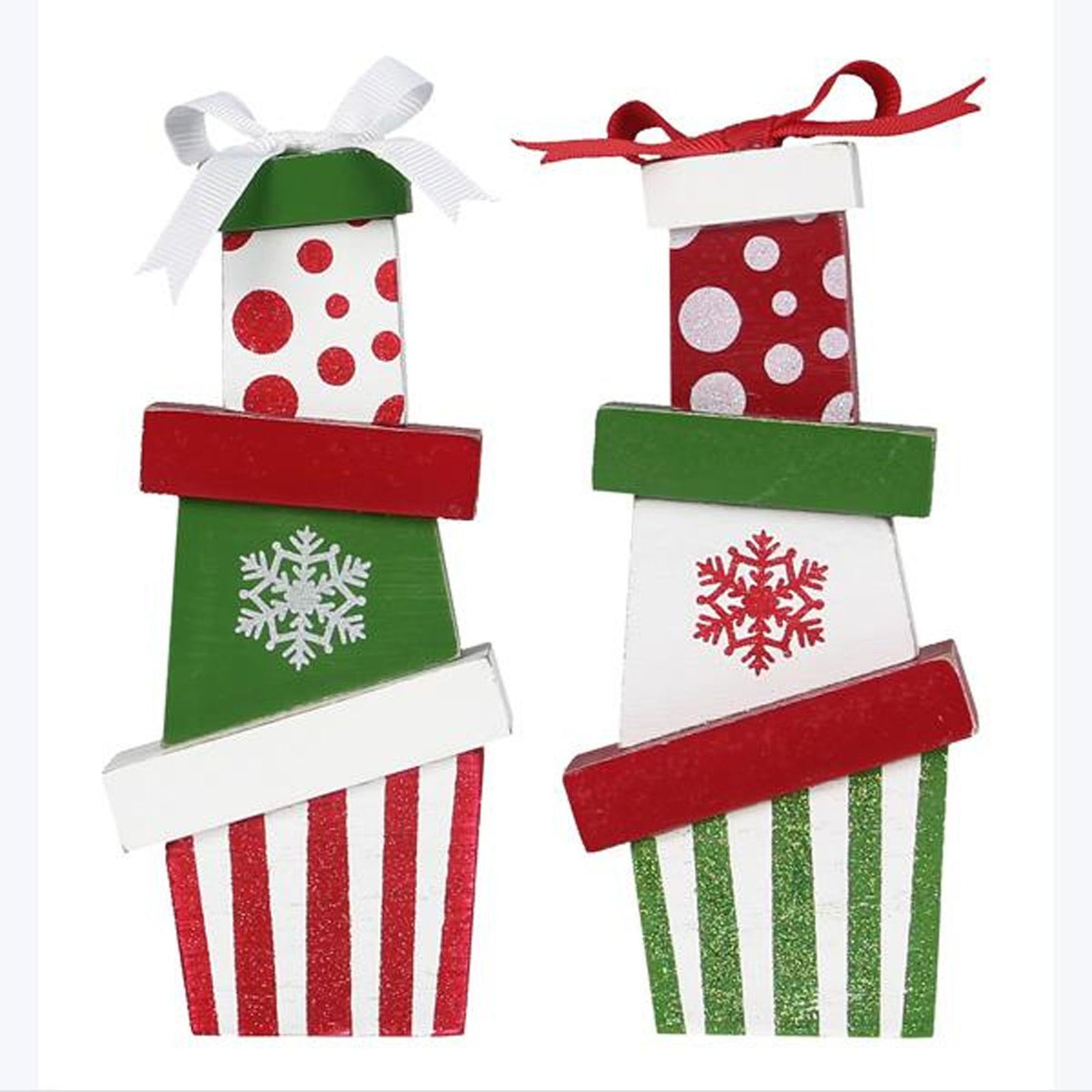 Youngs Christmas Decor - Whimsy Stacked Gift Box Present 2pc Set
